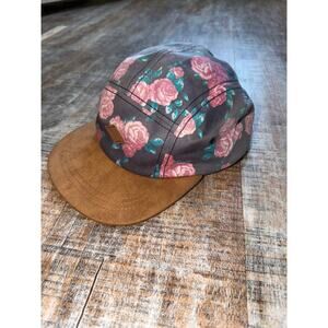 Empyre Floral Rose Snapback 5 Panel Hat Suede Brim Adjustable